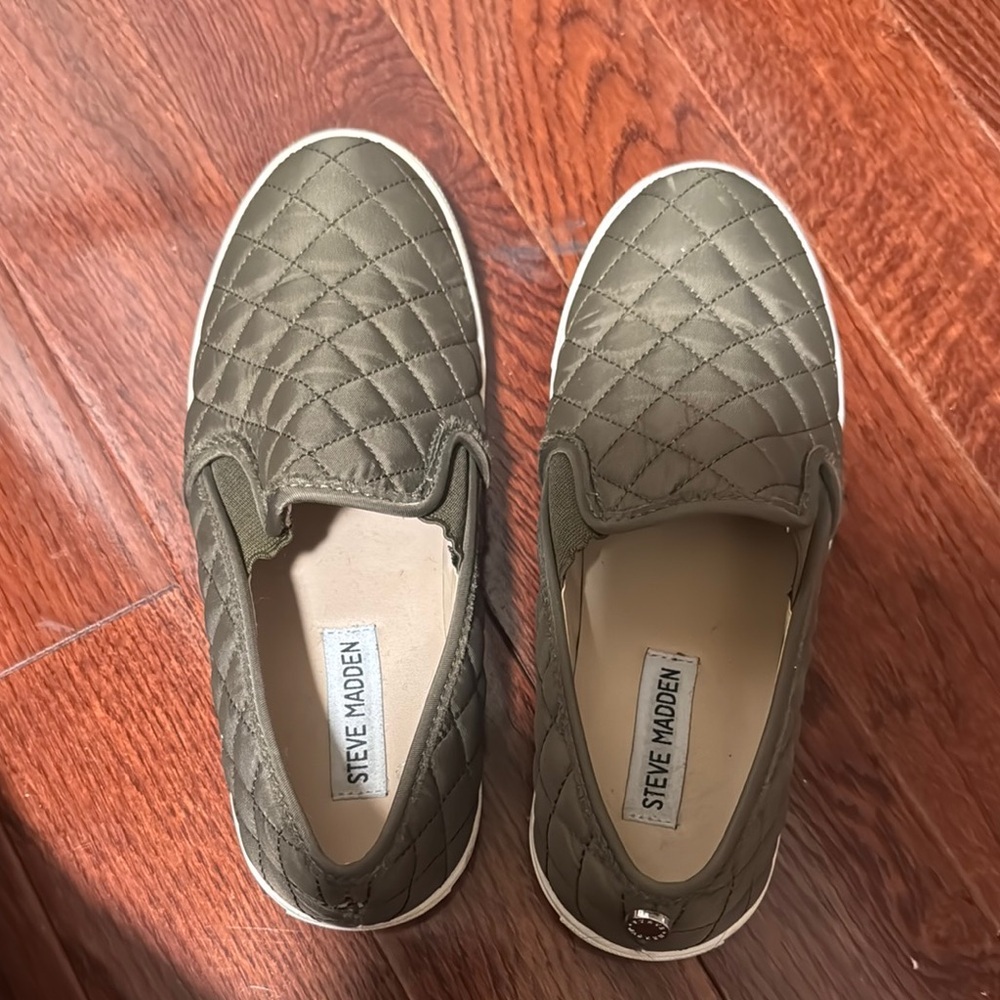 Steve Madden Quilted Olive Slip-On Shoes